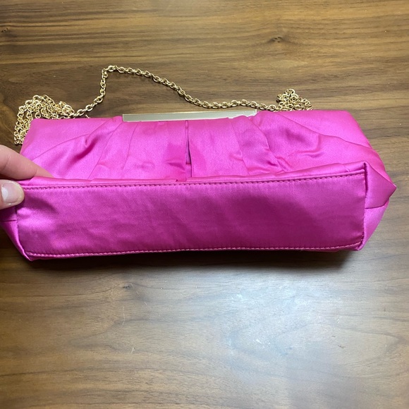 Charming Tailor Hot Pink Satin Evening Clutch Bag Chain Strap - Picture 2 of 8